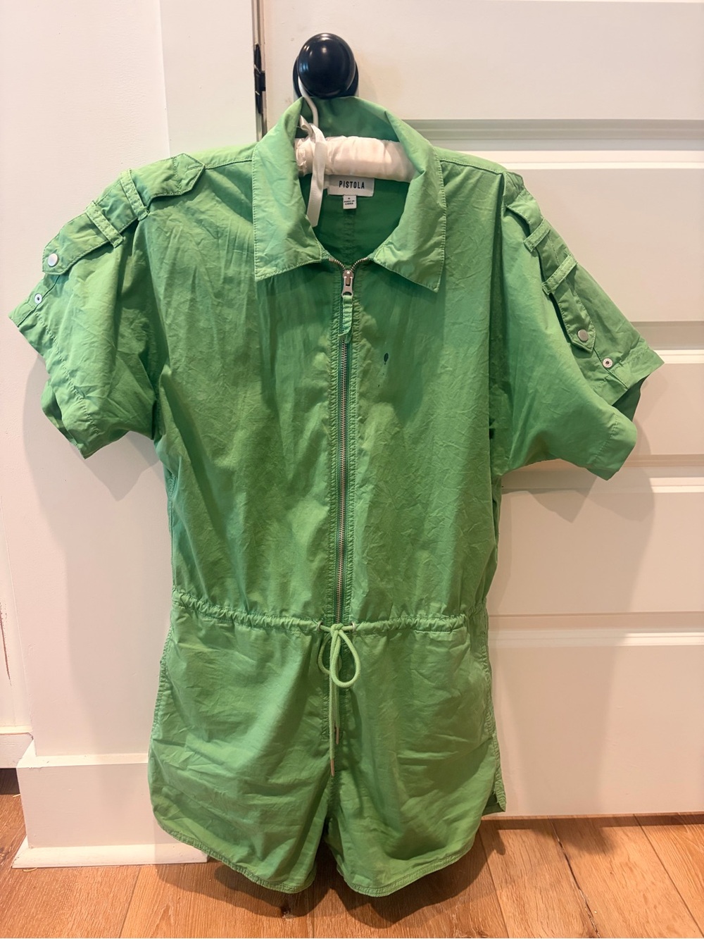 pistola Bright Green Zip-Front Short Sleeve Romper